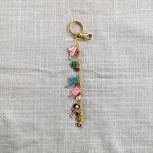 GOLD  & RHINESTONE PICKLE BALL KEYCHAIN BAG CHARM